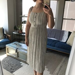 black & white striped midi dress